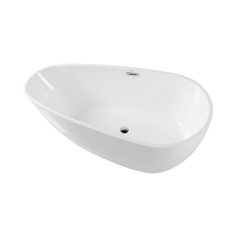 Semele White Pure Acrylic Egg Shape Center Drain freestanding Bathtub