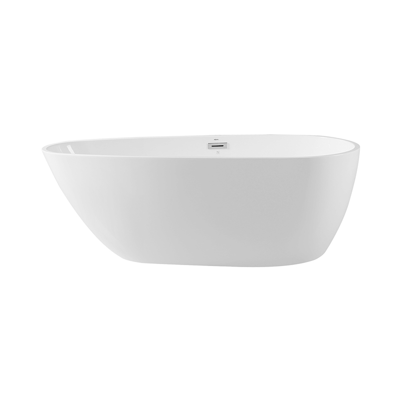 Semele White Pure Acrylic Egg Shape Center Drain freestanding Bathtub