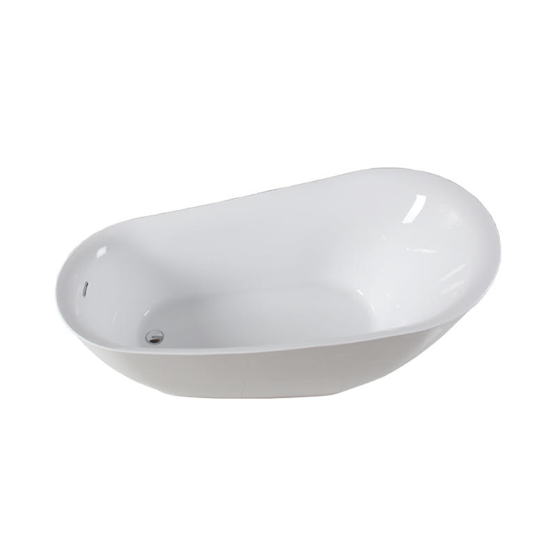 Telamon White Pure Acrylic Oval Single Slipper End Drain Freestanding Bathtub