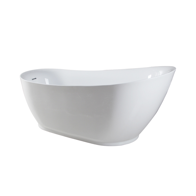 Telamon White Pure Acrylic Oval Single Slipper End Drain Freestanding Bathtub