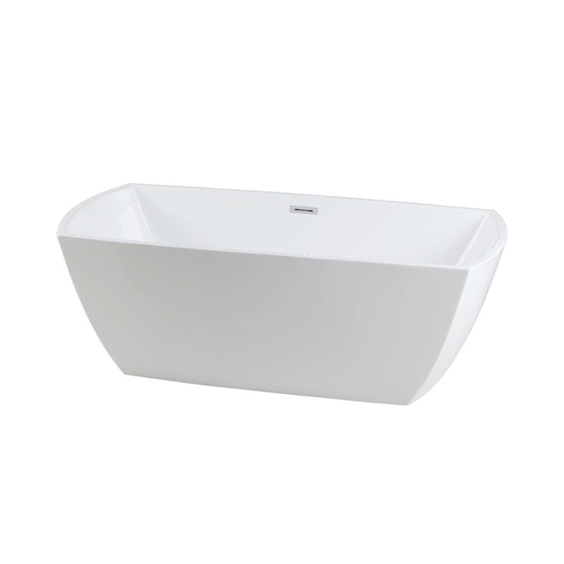 Meleager White Pure Acrylic Rectangle Center Drain freestanding Bathtub