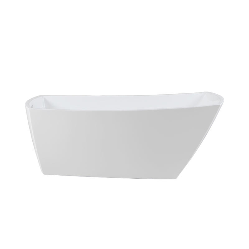 Telemachus White Pure Acrylic Rectangular Single Slipper End Drain Freestanding Bathtub