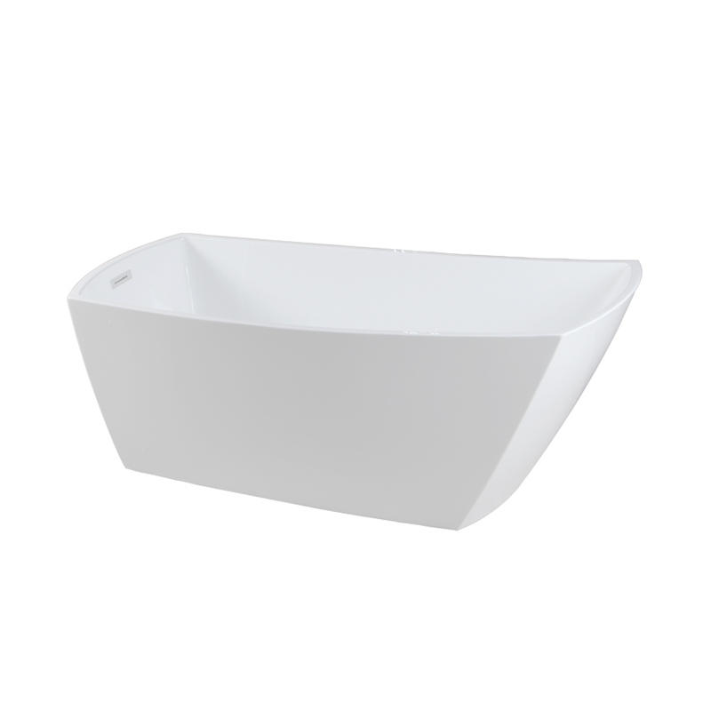 Telemachus White Pure Acrylic Rectangular Single Slipper End Drain Freestanding Bathtub