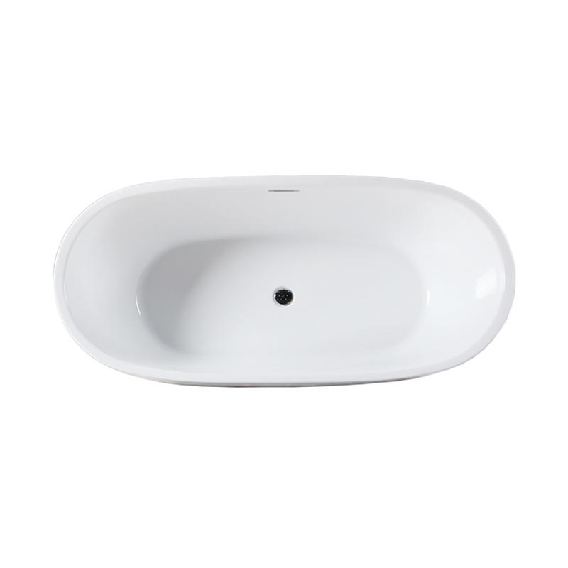 Diomedes White Pure Acrylic Oval Integrated Feet Center Drain Freestanding Bathtub