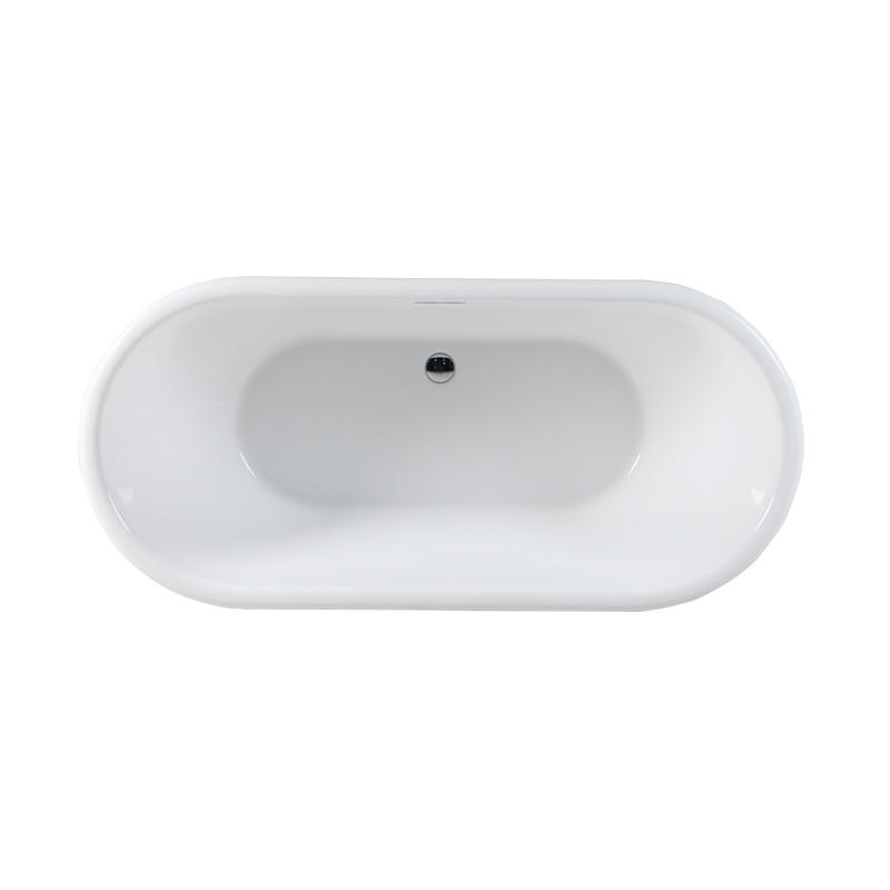 Chryseis White Pure Acrylic Classcial Oval Pedestal Center Drain Freestanding Bathtub