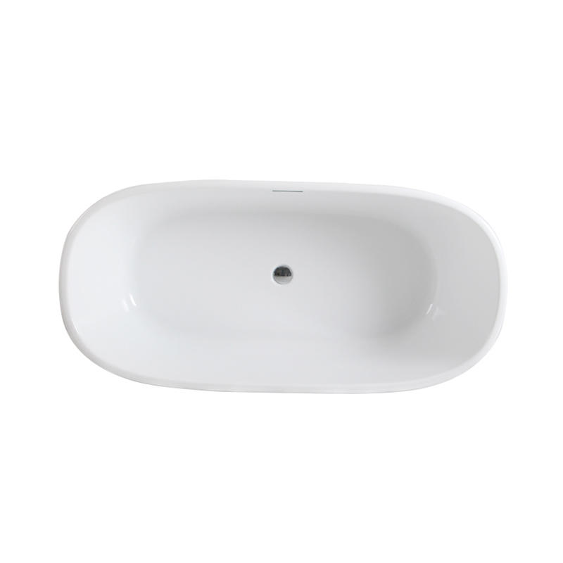 Deucalion White Pure Acrylic Oval Center Drain Freestanding Bathtub