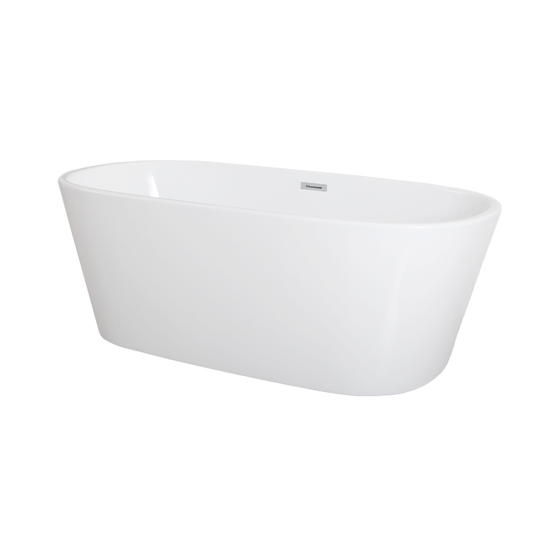 Deucalion White Pure Acrylic Oval Center Drain Freestanding Bathtub