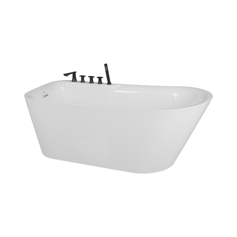 Nireus White Pure Acrylic Single Slipper End Drain Freestanding Bathtub