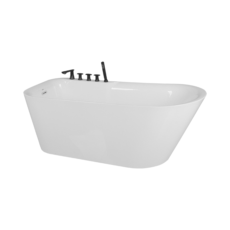 Nireus White Pure Acrylic Single Slipper End Drain Freestanding Bathtub