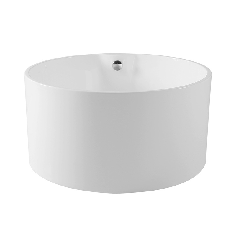 Philoctetes White Pure Acrylic Vertical Round End Drain Freestanding Bathtub