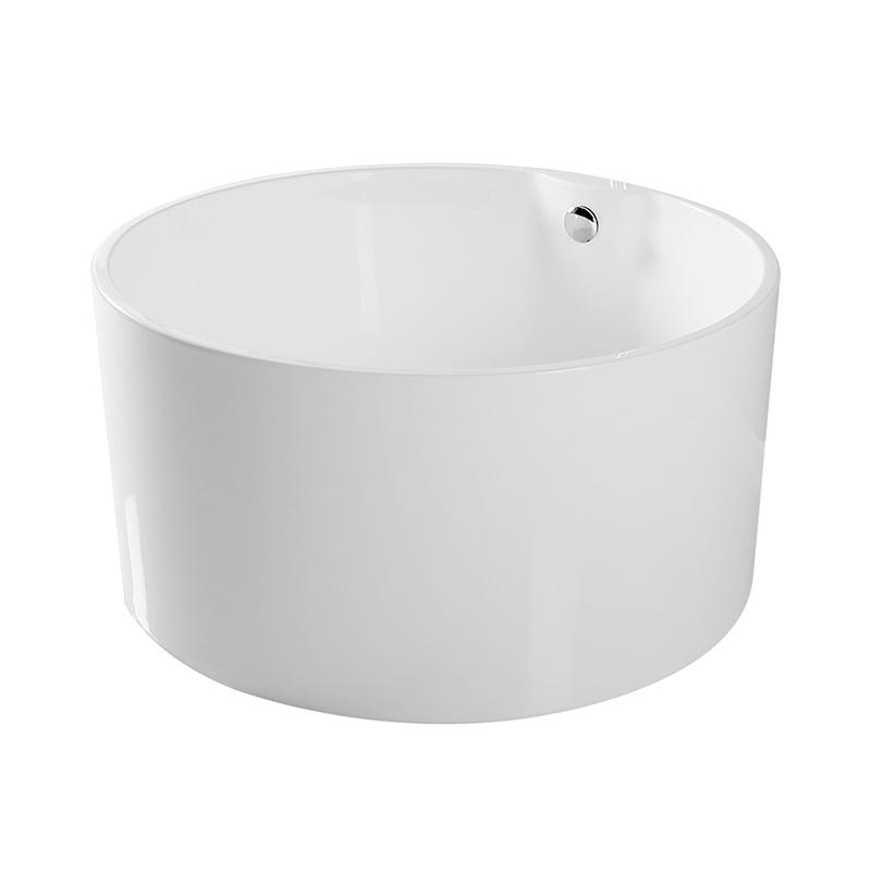 Philoctetes White Pure Acrylic Vertical Round End Drain Freestanding Bathtub
