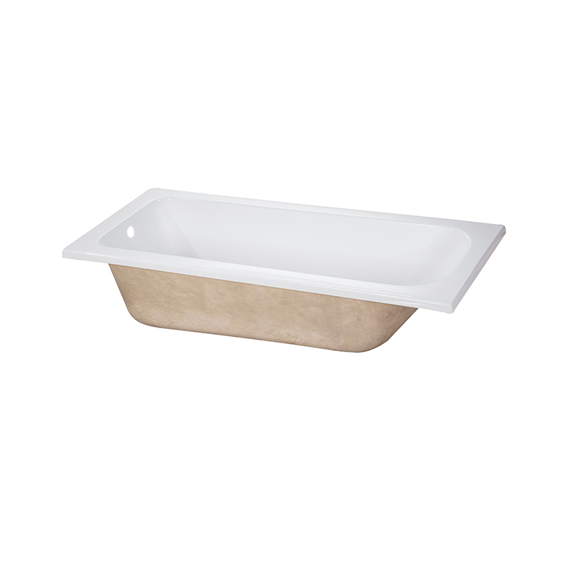 Graeae White Pure Acrylic Rectangle End Drain Drop-in Bathtub