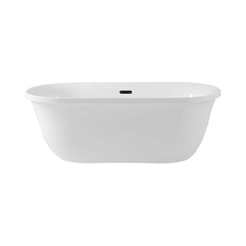 Priams White Pure Acrylic Oval Center Drain Freestanding Bathtub