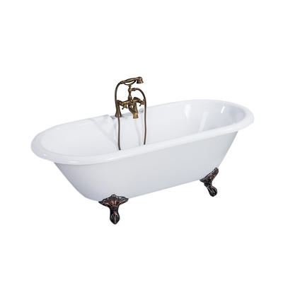 Theseus White Pure Acrylic Oval Center Drain Clawfoot Bathtub