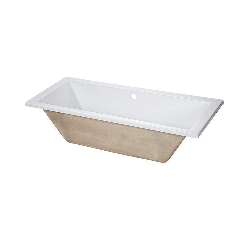 Ceto White Pure Acrylic Rectangle Center Drain Drop-in Bathtub