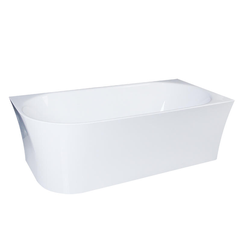 Admetus White Pure Acrylic Corner Style Center Drain Freestanding Bathtub