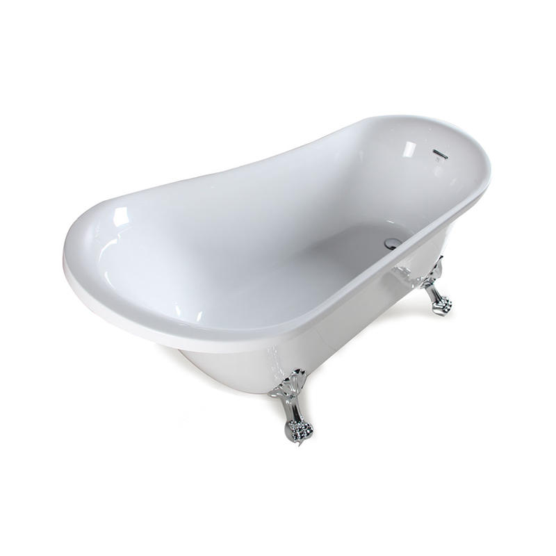 Clytaemnestra White Pure Acrylic Oval End Drain Clawfoot Bathtub