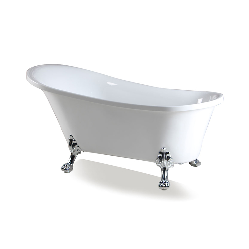 Clytaemnestra White Pure Acrylic Oval End Drain Clawfoot Bathtub