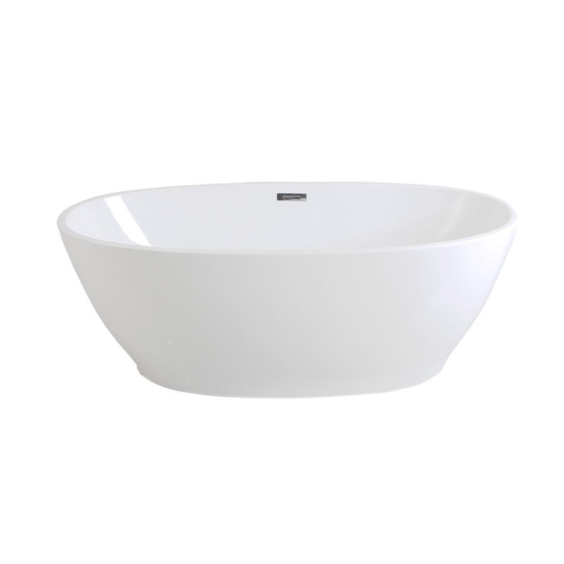 Amphion White Pure Acrylic Oval Center Drain Freestanding Bathtub