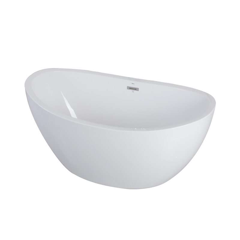 Heracles White Pure Acrylic Two Slipper Center Drain Freestanding Bathtub