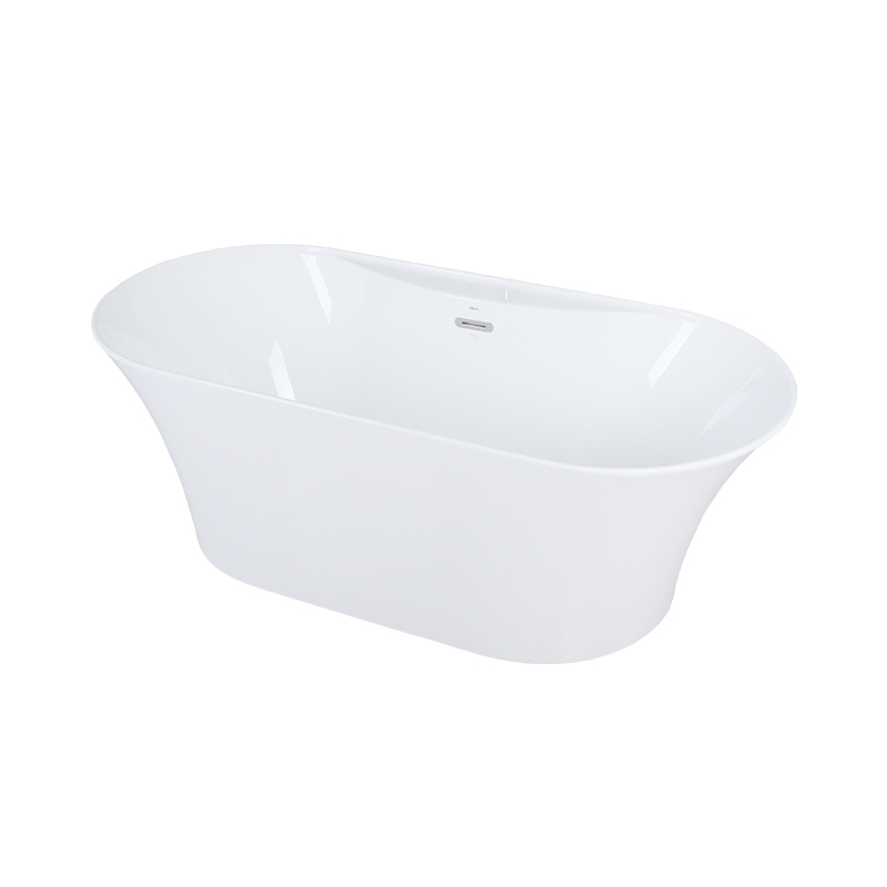 Amphiaraus White Pure Acrylic Oval Center Drain Freestanding Bathtub