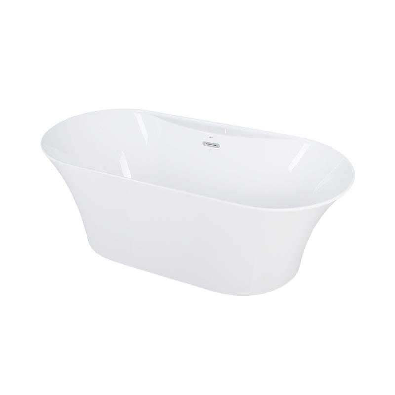 Amphiaraus White Pure Acrylic Oval Center Drain Freestanding Bathtub