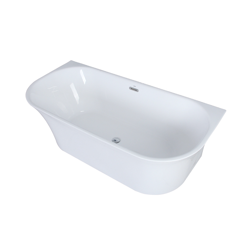 Circe White Pure Acrylic Against Wall Center Drain Freestanding Bathtub