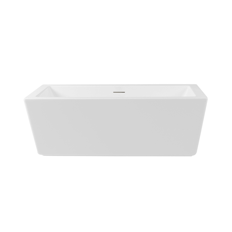 Augeas White Pure Acrylic Slim Overflow Rectangle Center Drain freestanding Bathtub