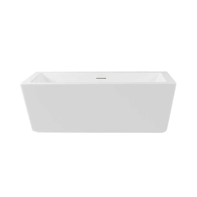 Augeas White Pure Acrylic Slim Overflow Rectangle Center Drain freestanding Bathtub
