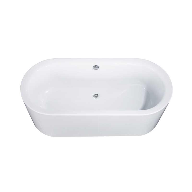 Europe White Pure Acrylic Vertical Oval Center Drain freestanding Bathtub
