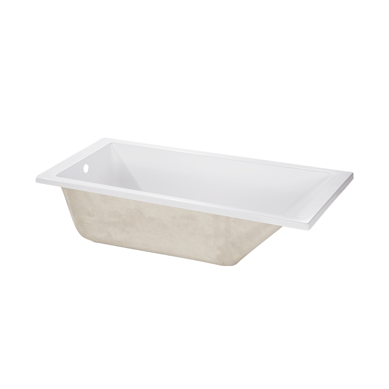 Chrysaor White Pure Acrylic Rectangle End Drain Drop-in Bathtub