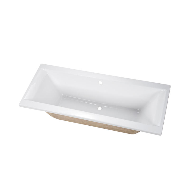 Cratos White Pure Acrylic Rectangle Center Drain Drop-in Bathtub