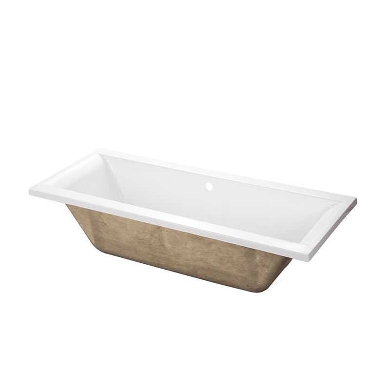 Cratos White Pure Acrylic Rectangle Center Drain Drop-in Bathtub