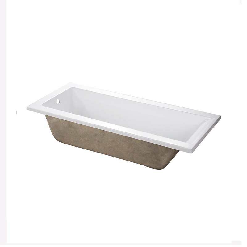 Talos White Pure Acrylic Rectangle Center Drain drop-in Bathtub