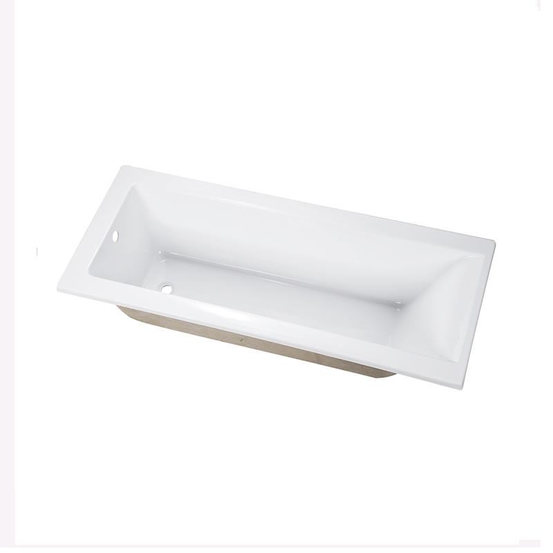 Selene White Pure Acrylic Rectangle Center Drain Drop-in Bathtub