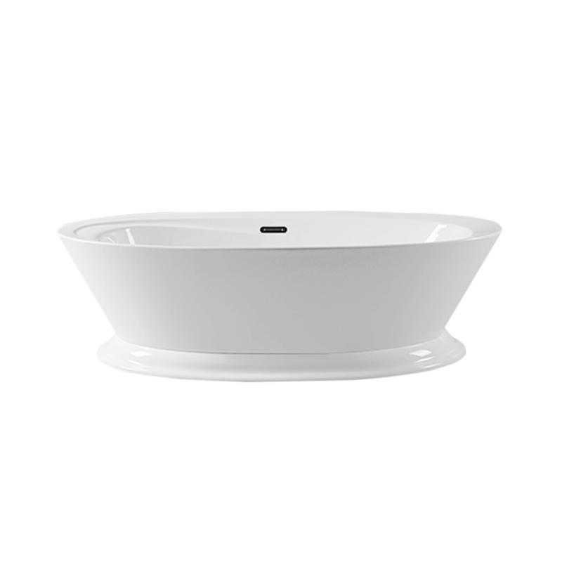 Cassandra White Pure Acrylic Oval Pedestal Center Drain freestanding Bathtub