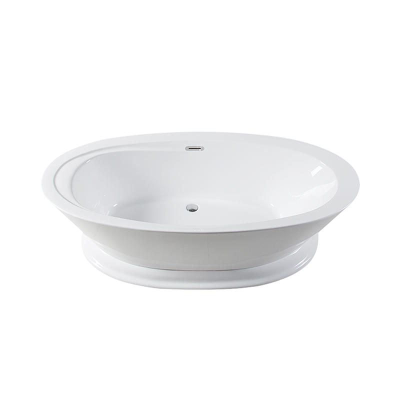 Cassandra White Pure Acrylic Oval Pedestal Center Drain freestanding Bathtub