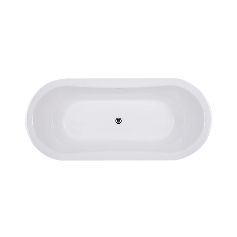 Capaneus White Pure Acrylic Oval Center Drain freestanding Bathtub