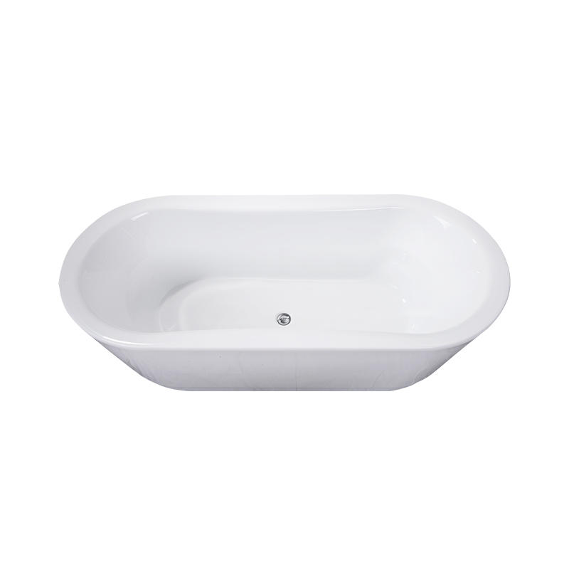 Capaneus White Pure Acrylic Oval Center Drain freestanding Bathtub