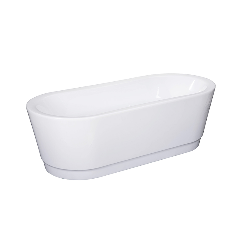 Capaneus White Pure Acrylic Oval Center Drain freestanding Bathtub