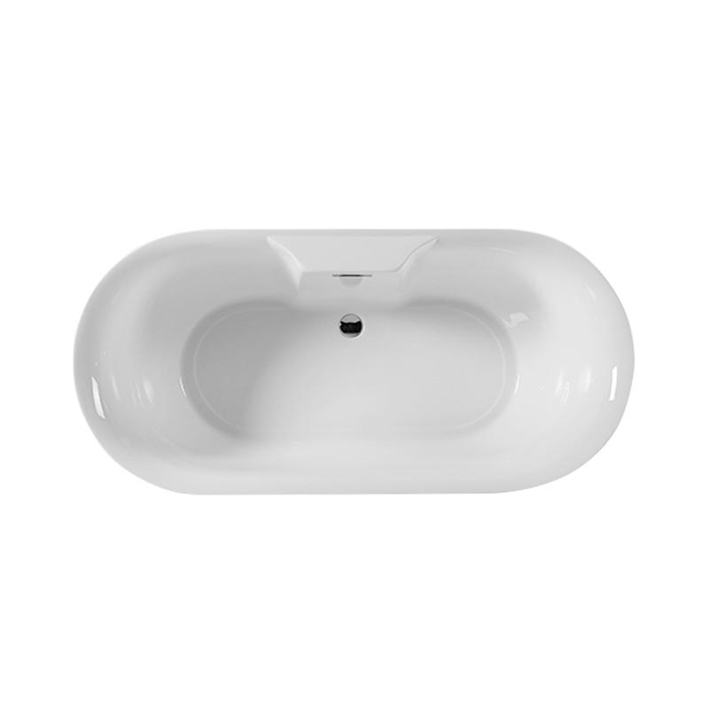 Tydeus White Pure Acrylic Oval Center Drain freestanding Bathtub