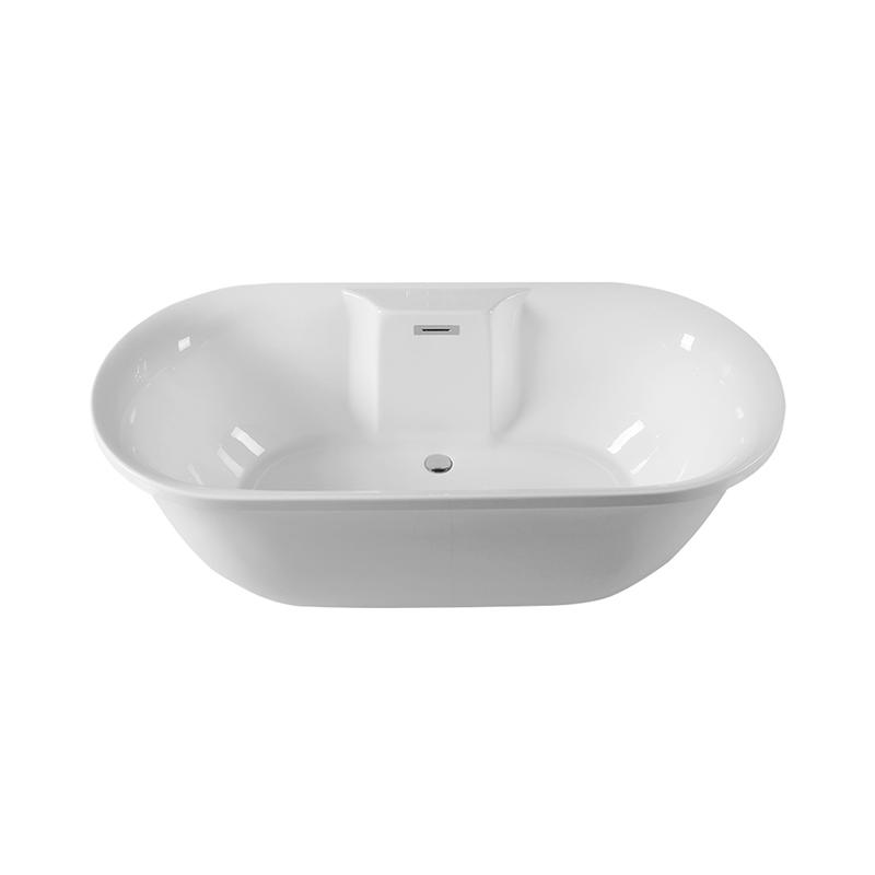 Tydeus White Pure Acrylic Oval Center Drain freestanding Bathtub