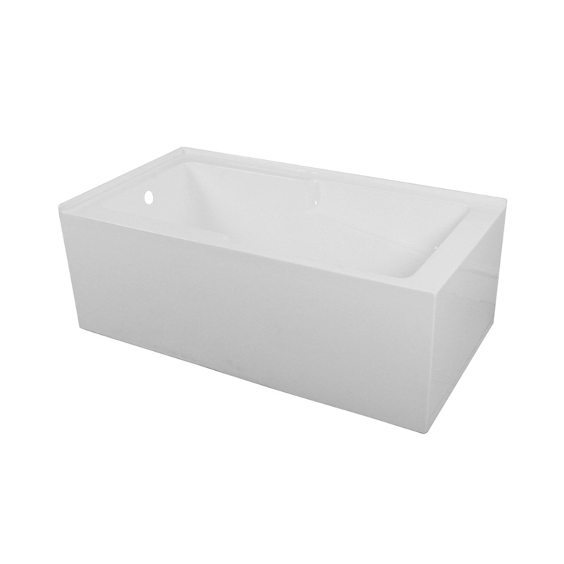 Phaethon White Rectangle End Drain Two Side Skirt Bathtub