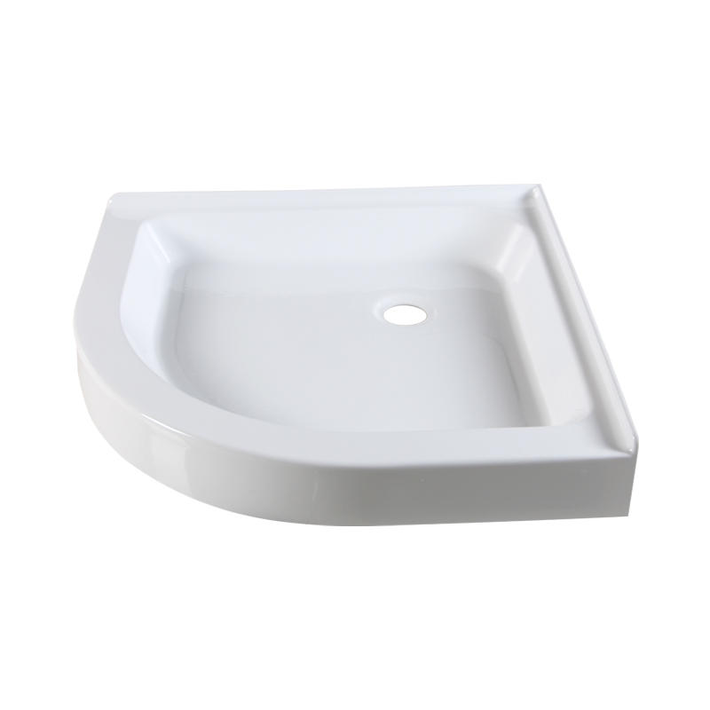 Proteus White Acrylic Round Corner Drain Two Tile Flange Shower Tray/Base