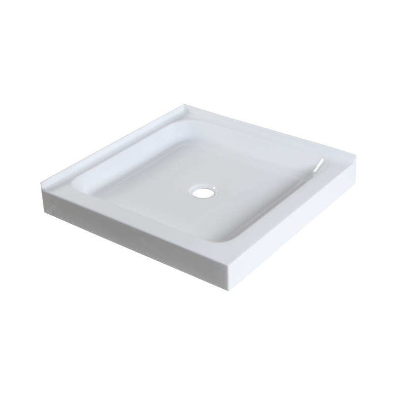 Calypso White Acrylic Rectangle Center Drain Two Tile Flange Shower Tray/Base