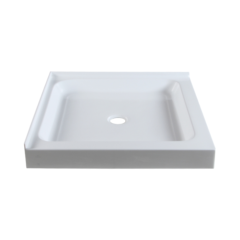 Calypso White Acrylic Rectangle Center Drain Two Tile Flange Shower Tray/Base