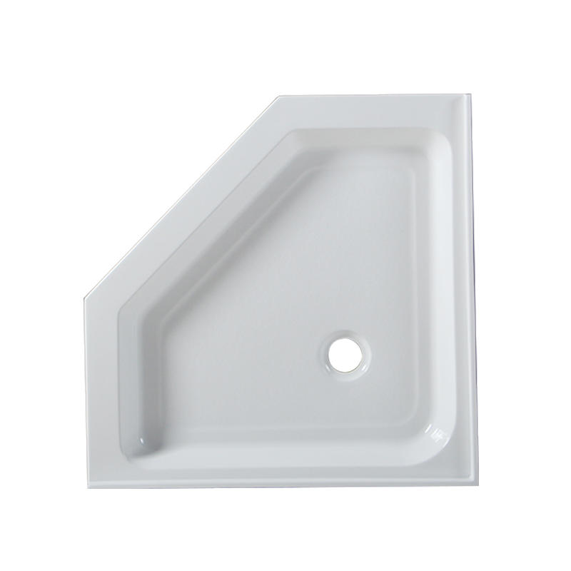 Circe White Acrylic  Diamond Corner Drain Two Tile Flange Shower Tray/Base