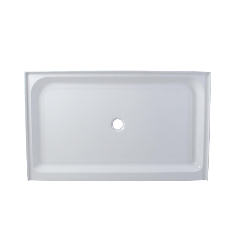 Clymene White Acrylic Rectangle Center Drain Three Tile Flange Shower Tray/Base
