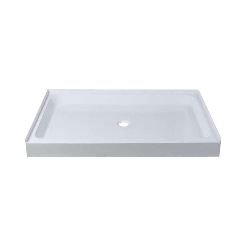 Perse White Acrylic Rectangle Left/Right Drain Shower Three Tile Flange Tray/Base