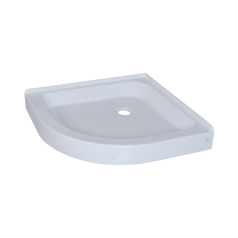 Iris White Acrylic Round Corner Drain Two Tile Flange Shower Tray/Base